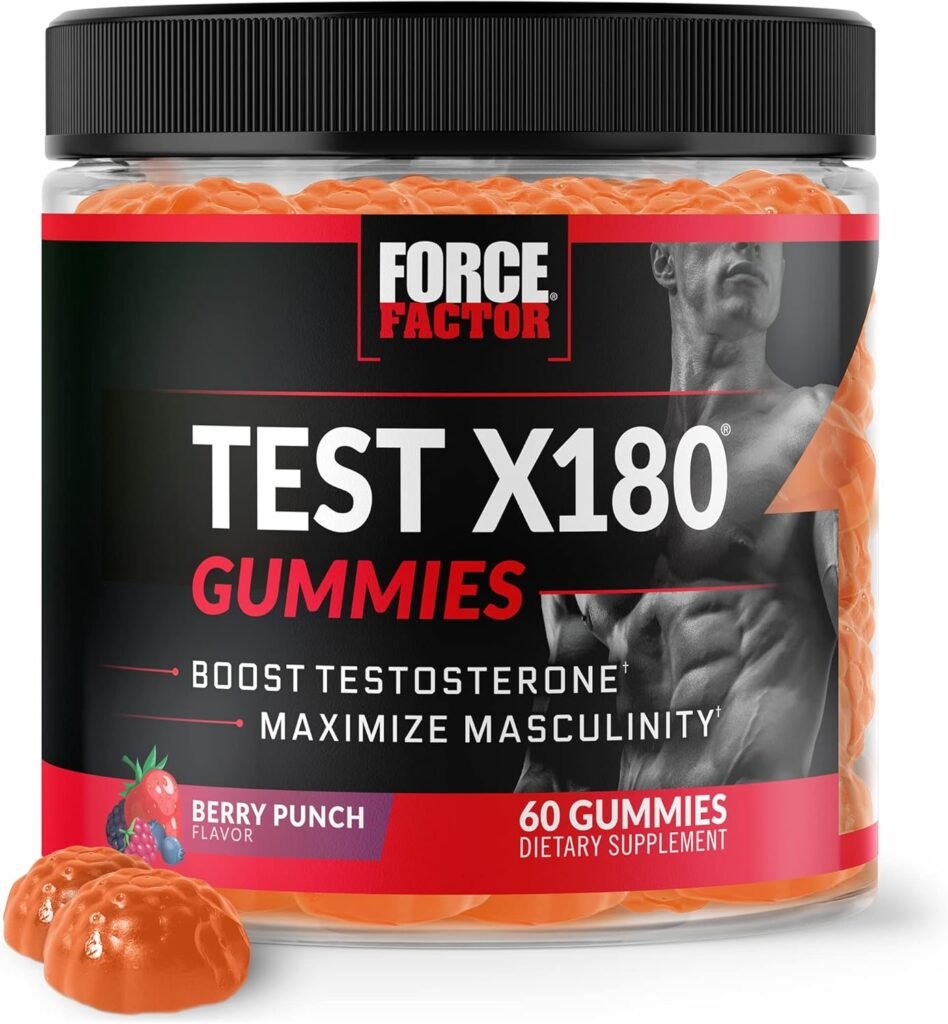 Force Factor Test X180 Gummies Testosterone Booster for Men with Tongkat Ali, Horny Goat Weed, Tribulus Terrestris, Fenugreek,  Black Maca, Supplement Men, Berry Punch, 60 Gummies, 1-Pack Force Factor Test X180 Gummies Testosterone Booster for Men with Tongkat Ali, Horny Goat Weed, Tribulus Terrestris, Fenugreek,  Black Maca, Supplement Men, Berry Punch, 60 Gummies, 1-Pack