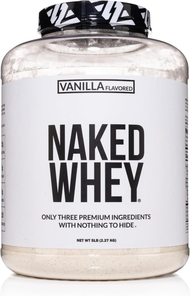 Naked Vanilla Whey Protein Powder - All Natural Grass Fed Whey Protein Powder, Vanilla Flavor, Organic Coconut Sugar, 5Lb Bulk, GMO-Free, Soy Free, Gluten Free - 61 Servings Naked Vanilla Whey Protein Powder - All Natural Grass Fed Whey Protein Powder, Vanilla Flavor, Organic Coconut Sugar, 5Lb Bulk, GMO-Free, Soy Free, Gluten Free - 61 Servings