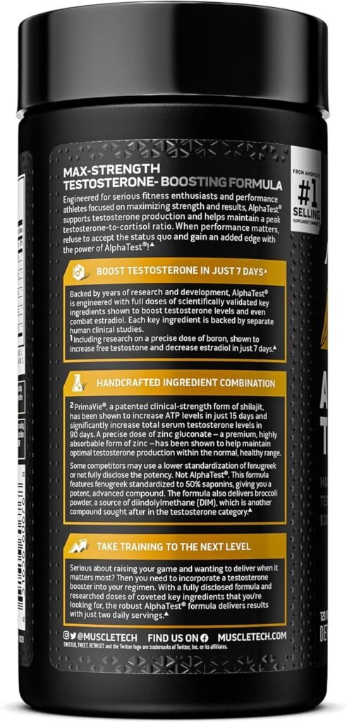 Testosterone Booster for Men, MuscleTech AlphaTest, Tribulus Terrestris  Boron Supplement , Max-Strength ATP  Test Booster, Daily Workout Supplements for Men, 120 Pills (Package May Vary) Testosterone Booster for Men, MuscleTech AlphaTest, Tribulus Terrestris  Boron Supplement , Max-Strength ATP  Test Booster, Daily Workout Supplements for Men, 120 Pills (Package May Vary)