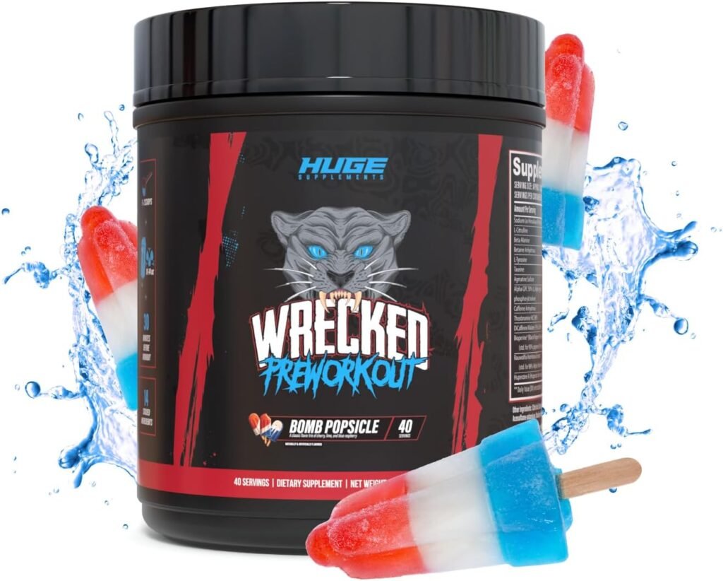 Wrecked Pre Workout Powder, Advanced Formula, Boosts Energy, Focus, Pumps  Performance, 10g L-Citrulline, 6.4g Beta Alanine, 5g Tyrosine, 1g Alpha GPC, 375mg Fast-Acting Caffeine  More (40 Servings)